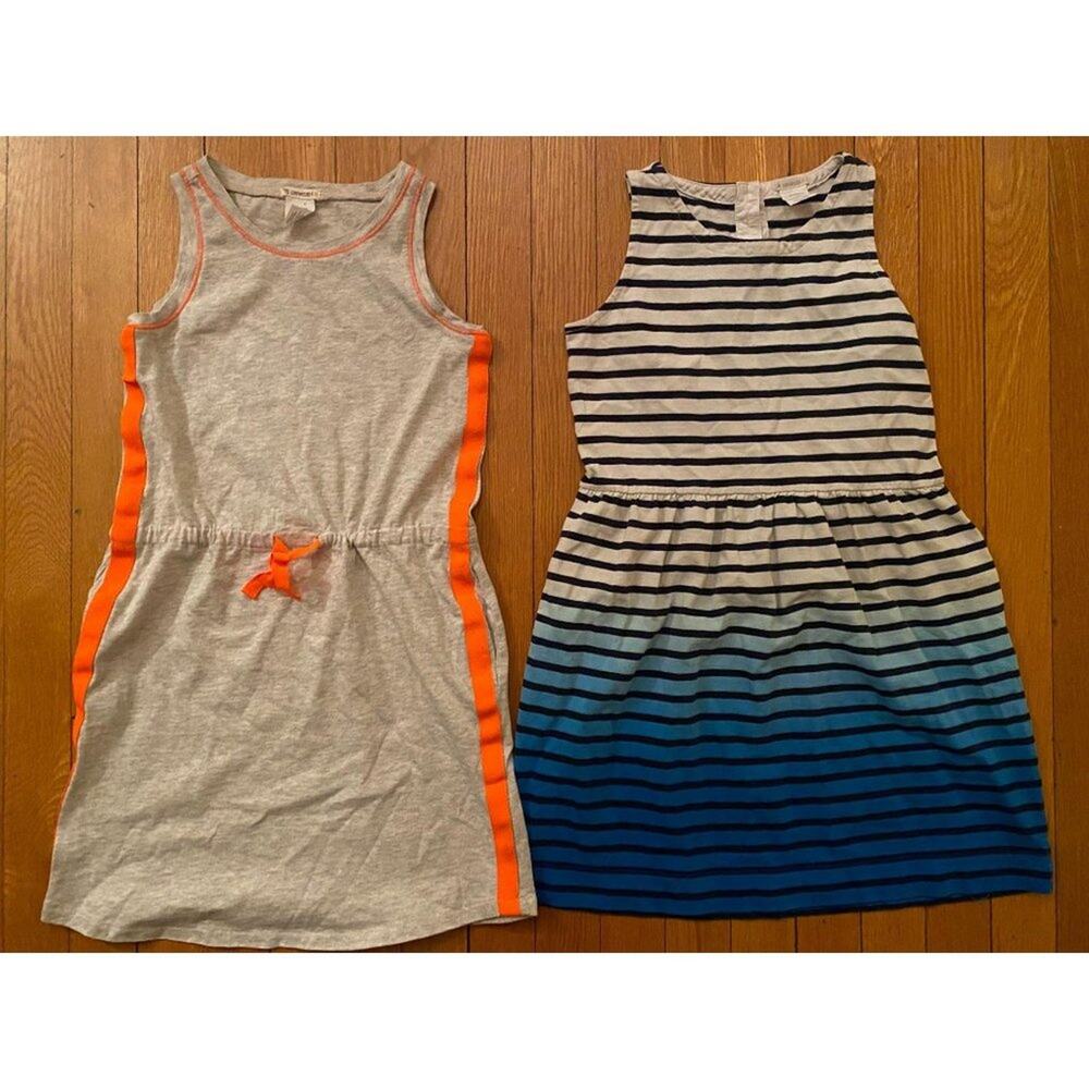 Crewcuts Girls Beautiful Grey & Stripe Dresses 2pc Lot Size 8
